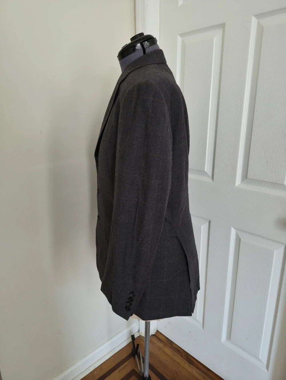 Cifonelli Made in Italy Mens Virgin Wool Cashmere Windowpane Blazer 40R Gray